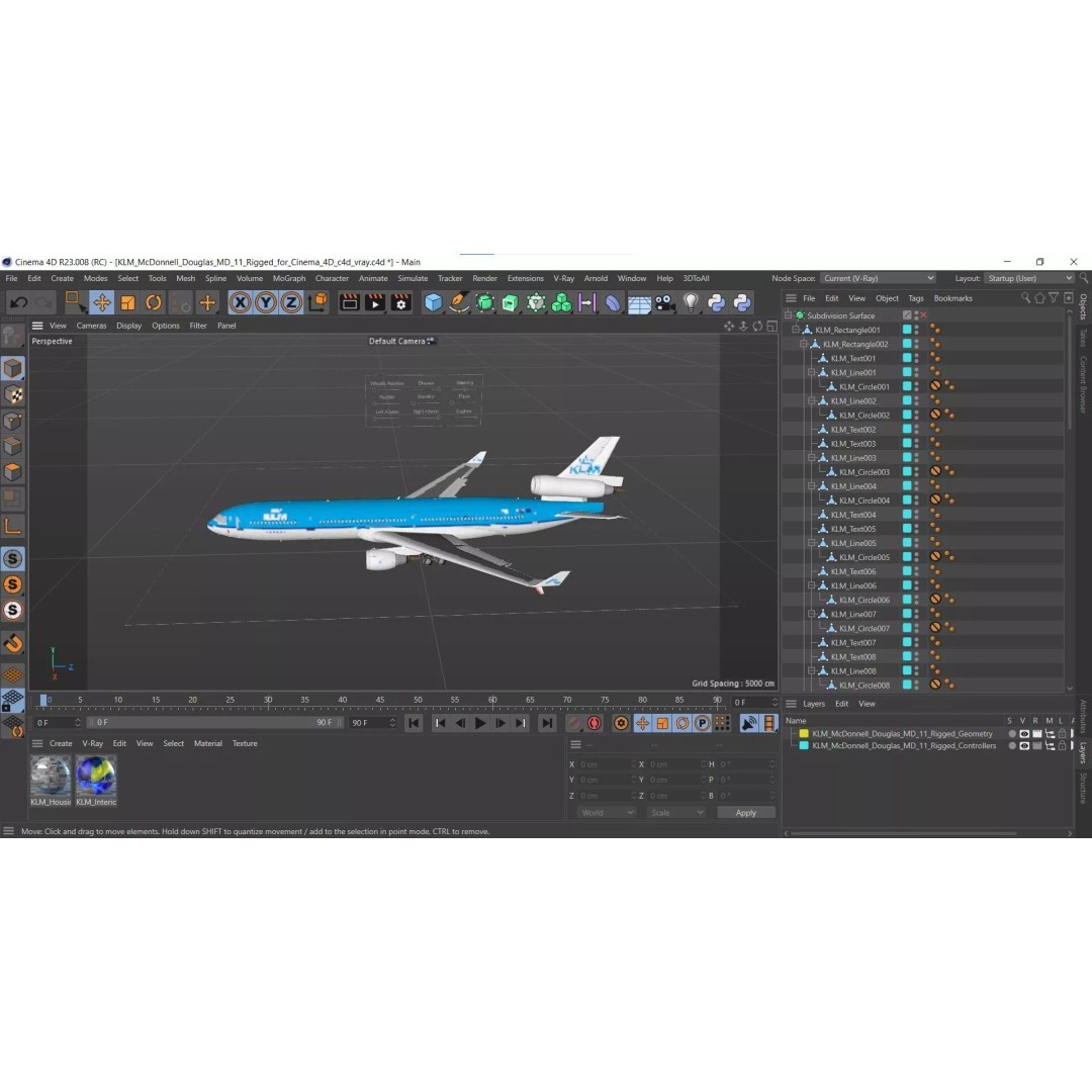 KLM McDonnell Douglas MD-11 3D Model – Rigged Aircraft for Cinema 4D - View 6