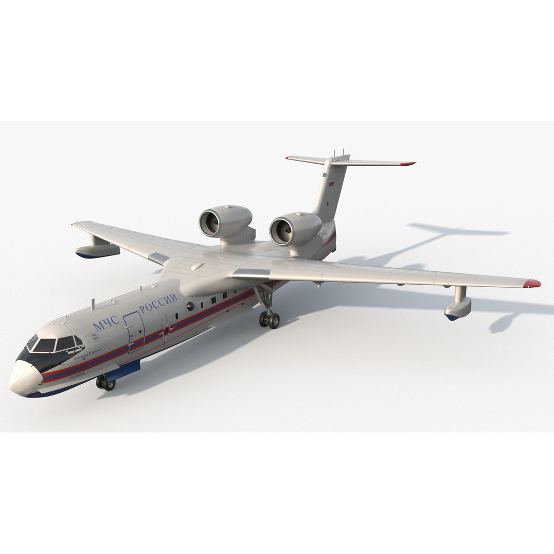 Beriev Be 200 Aircraft 3D Model – High Poly PBR Asset, FBX & OBJ Formats - View 11