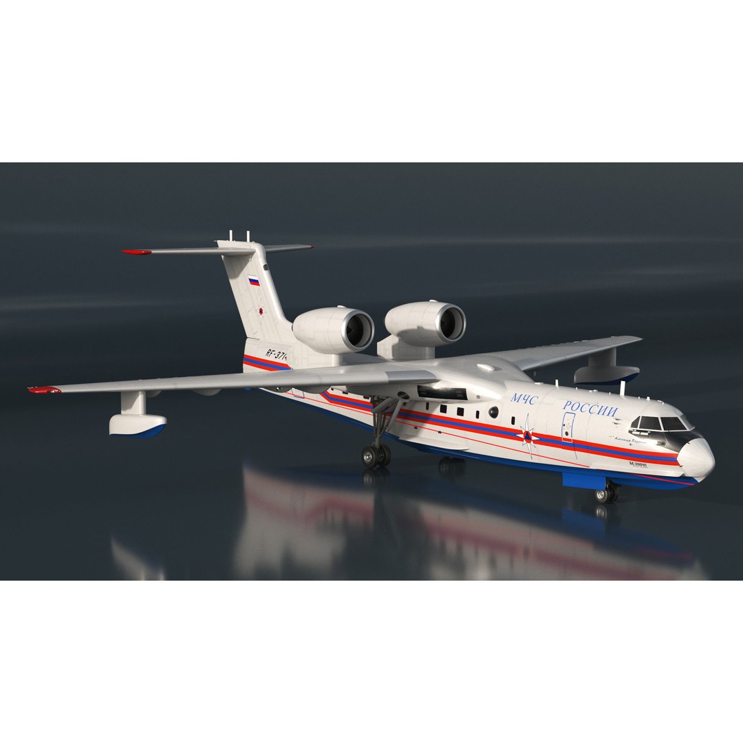 Beriev Be 200 Aircraft 3D Model – High Poly PBR Asset, FBX & OBJ Formats - View 6