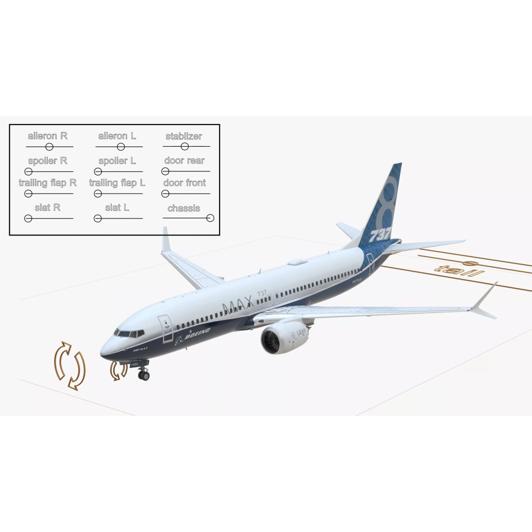 Boeing 737 MAX 8 3D Model – Rigged for Animation, Cinema 4D - View 19