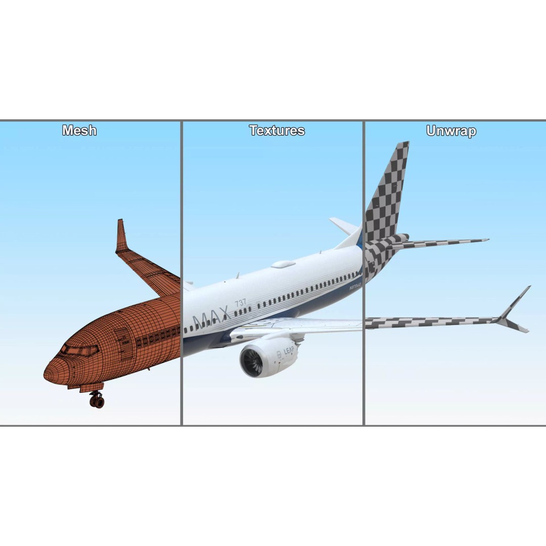 Boeing 737 MAX 8 3D Model – Rigged for Animation, Cinema 4D - View 20