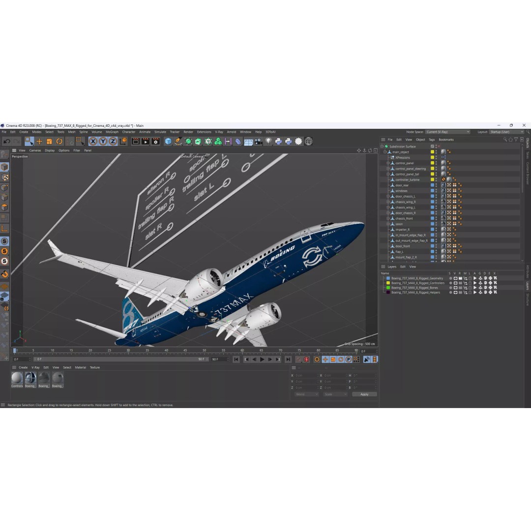 Boeing 737 MAX 8 3D Model – Rigged for Animation, Cinema 4D - View 26
