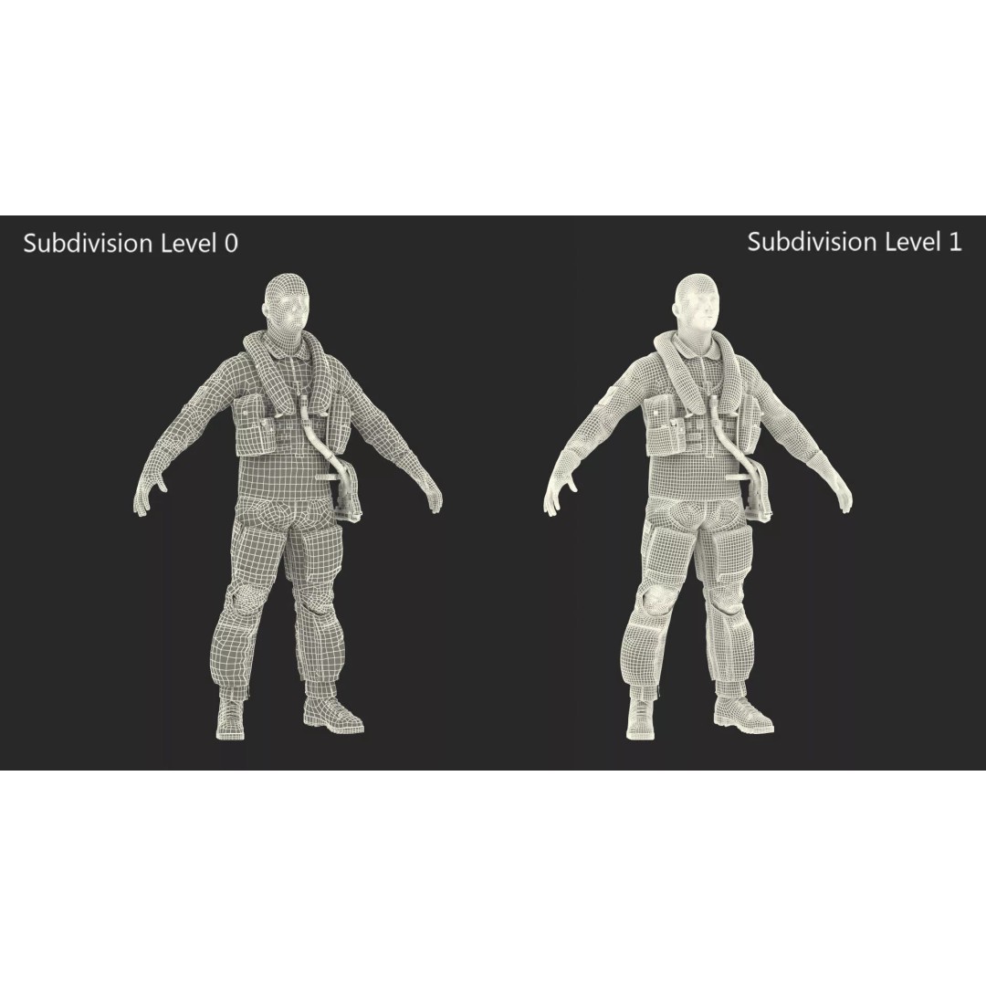 USAF Pilot 3D Model – A-Pose Character with PBR Textures, Cinema 4D - View 18