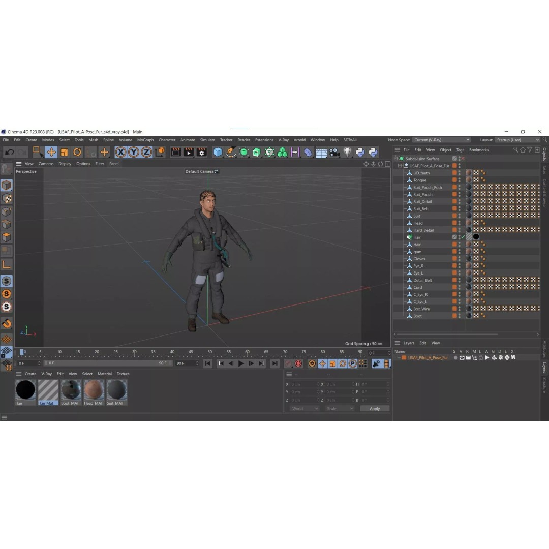 USAF Pilot 3D Model – A-Pose Character with PBR Textures, Cinema 4D - View 19