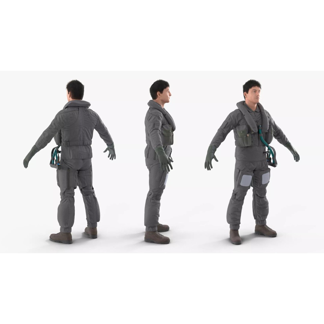 USAF Pilot 3D Model – A-Pose Character with PBR Textures, Cinema 4D - View 2