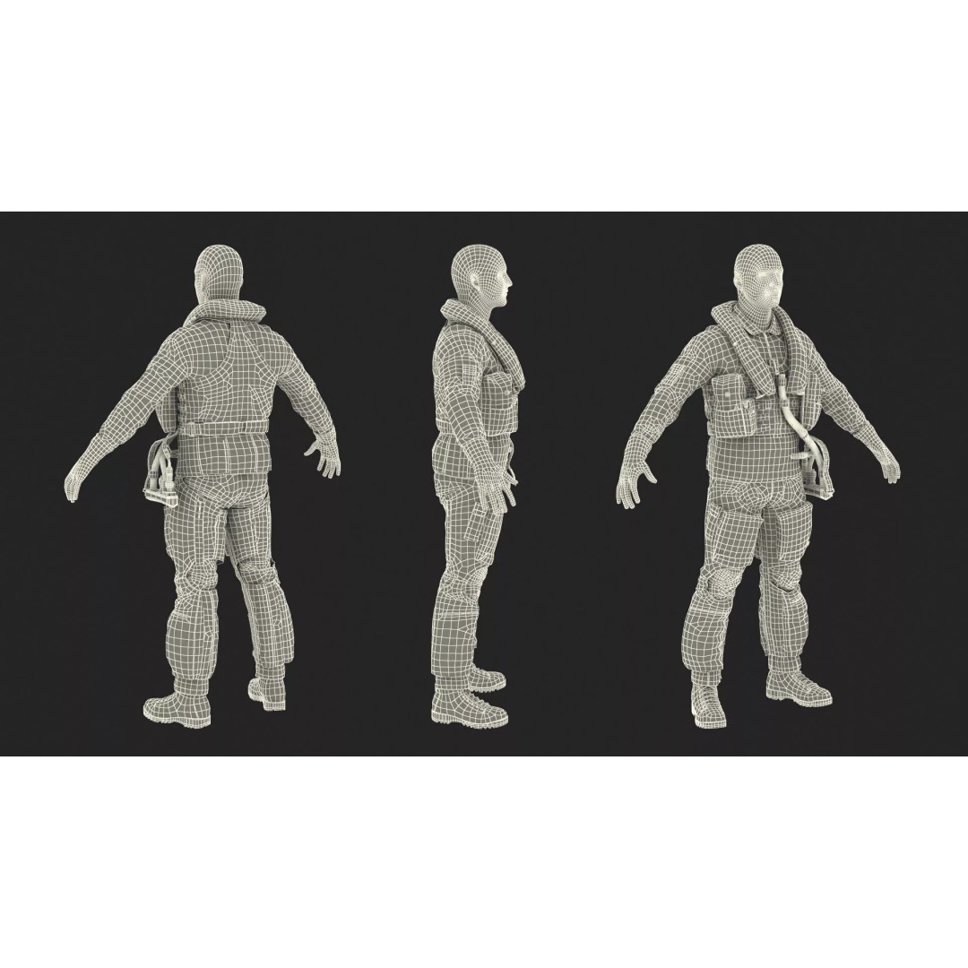 USAF Pilot 3D Model – A-Pose Character with PBR Textures, Cinema 4D - View 22