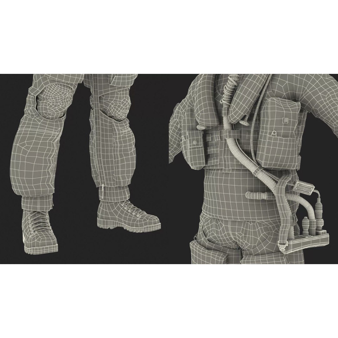 USAF Pilot 3D Model – A-Pose Character with PBR Textures, Cinema 4D - View 24