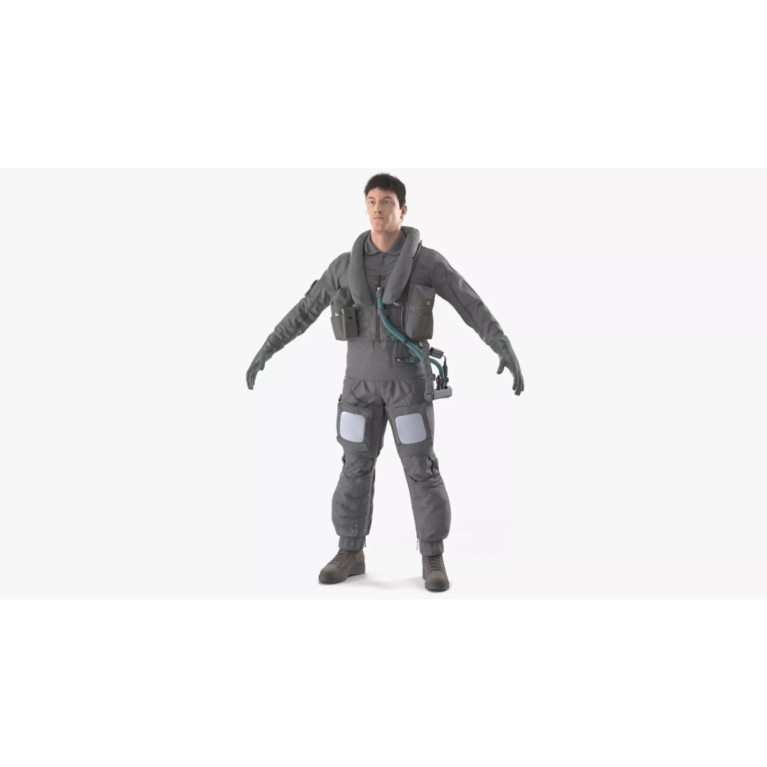 USAF Pilot 3D Model – A-Pose Character with PBR Textures, Cinema 4D - View 3