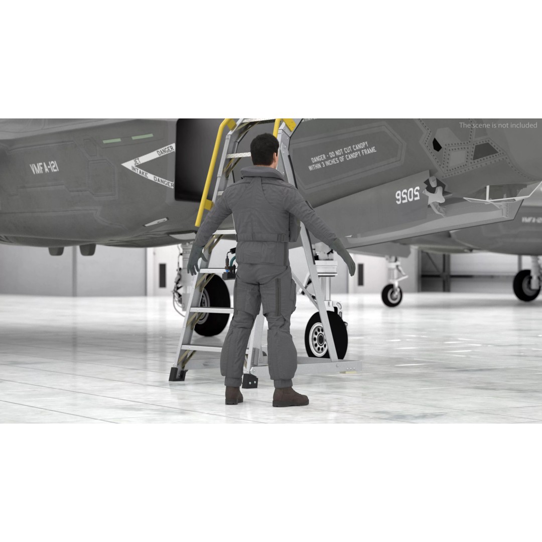 USAF Pilot 3D Model – A-Pose Character with PBR Textures, Cinema 4D - View 5