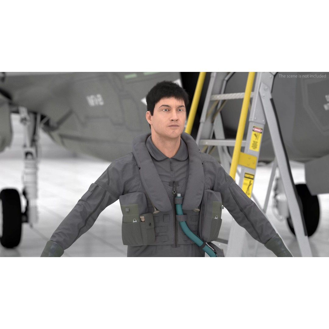 USAF Pilot 3D Model – A-Pose Character with PBR Textures, Cinema 4D - View 6