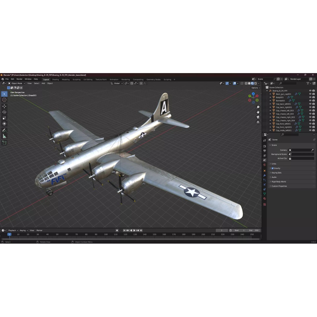 Boeing B-29 FIFI 3D Model – High Poly Aircraft, FBX, PBR Textures - View 37