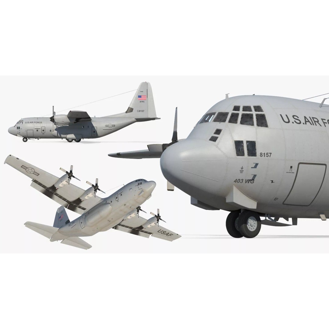 Lockheed C 130 Hercules 3D Model – Rigged Military Transport Aircraft - View 10