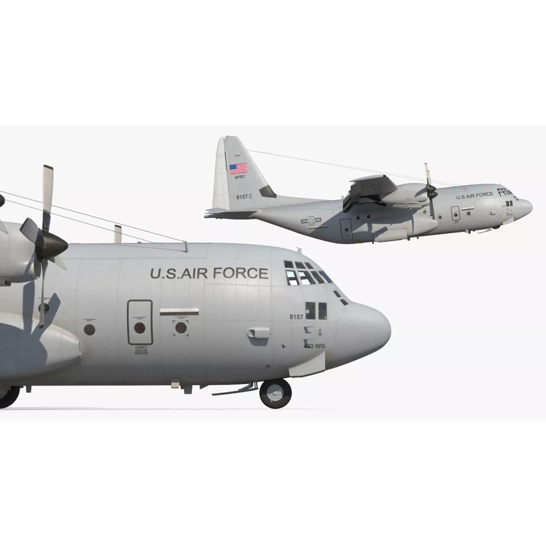 Lockheed C 130 Hercules 3D Model – Rigged Military Transport Aircraft - View 11