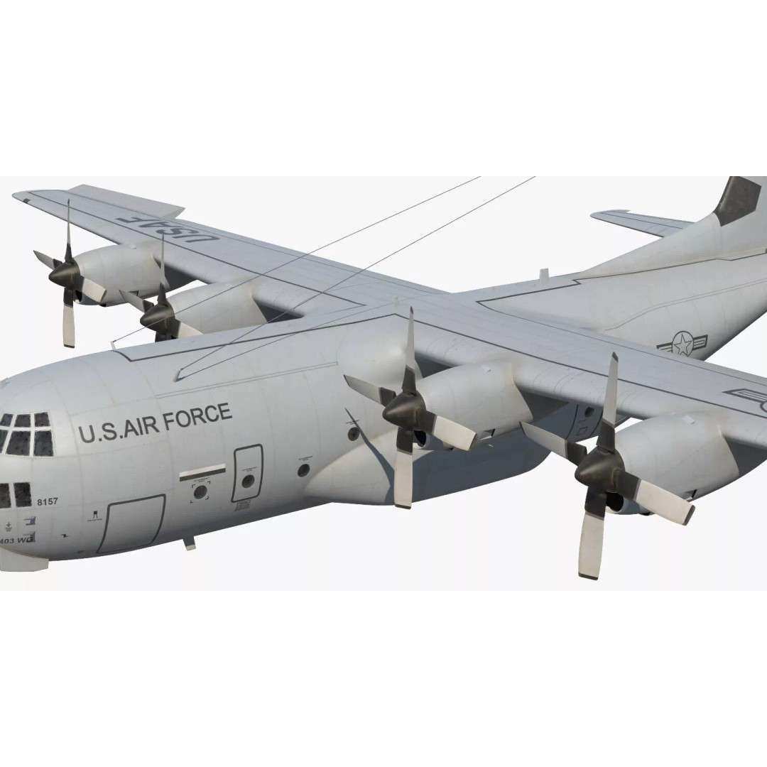 Lockheed C 130 Hercules 3D Model – Rigged Military Transport Aircraft - View 12