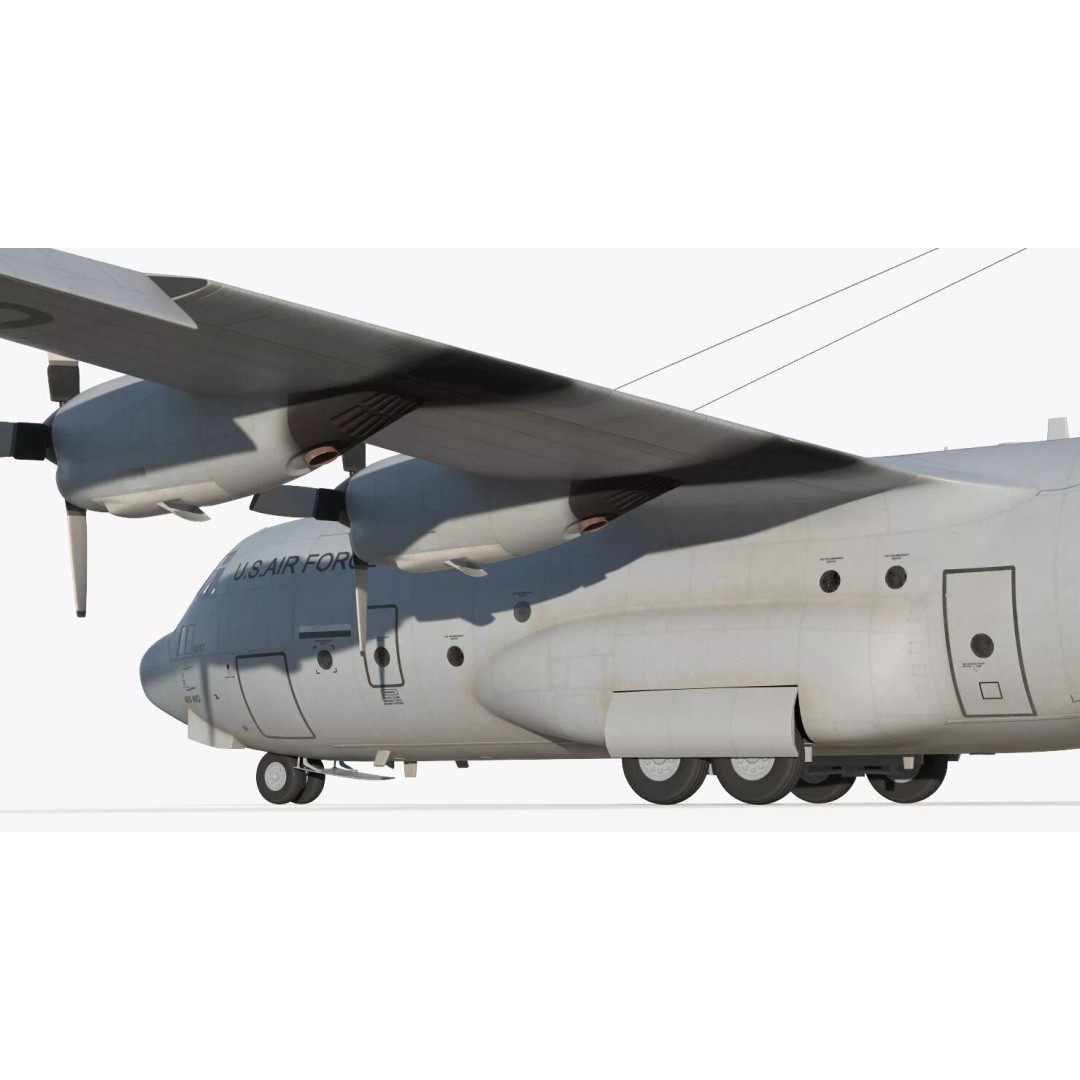 Lockheed C 130 Hercules 3D Model – Rigged Military Transport Aircraft - View 14