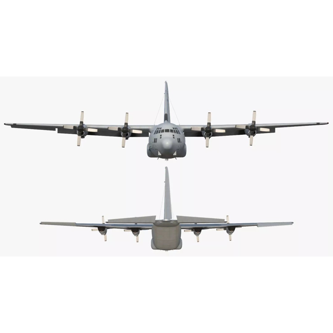 Lockheed C 130 Hercules 3D Model – Rigged Military Transport Aircraft - View 18