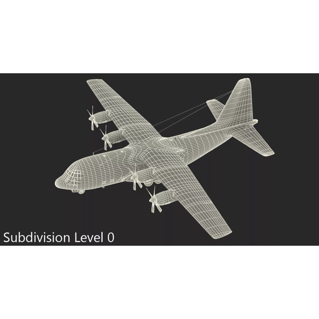 Lockheed C 130 Hercules 3D Model – Rigged Military Transport Aircraft - View 20