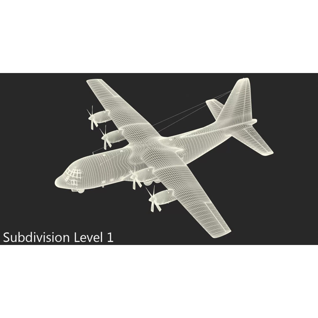 Lockheed C 130 Hercules 3D Model – Rigged Military Transport Aircraft - View 21