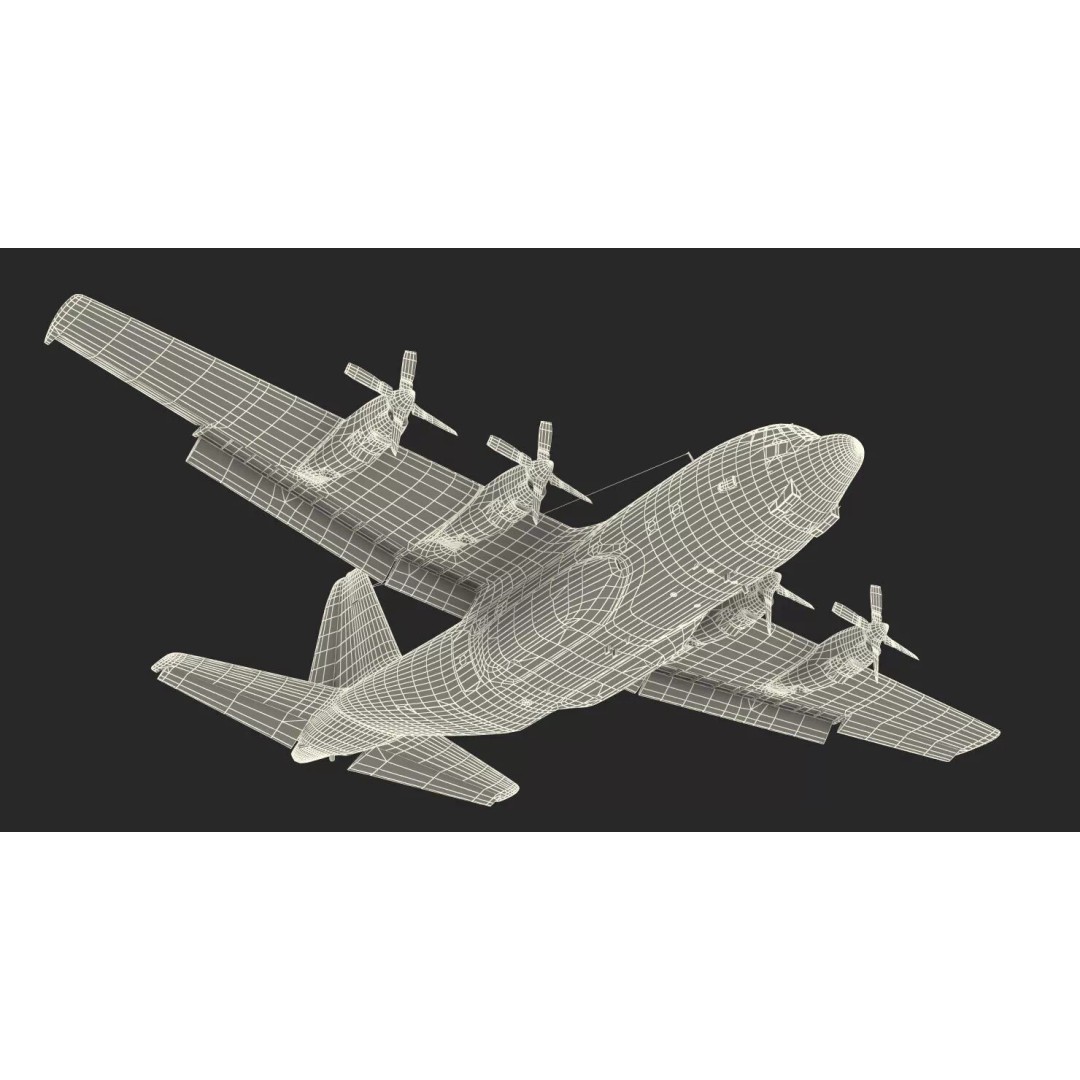 Lockheed C 130 Hercules 3D Model – Rigged Military Transport Aircraft - View 25