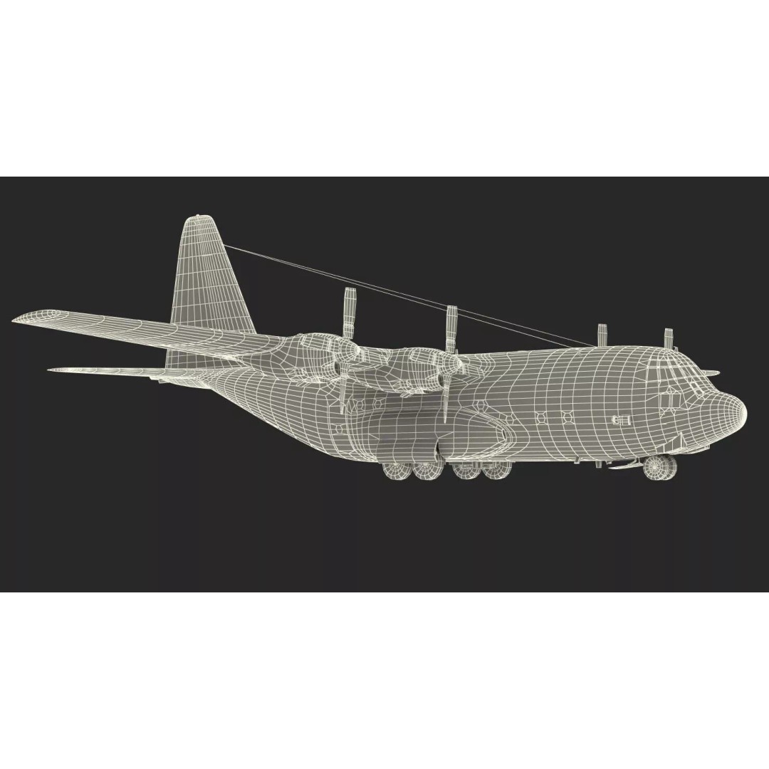 Lockheed C 130 Hercules 3D Model – Rigged Military Transport Aircraft - View 26