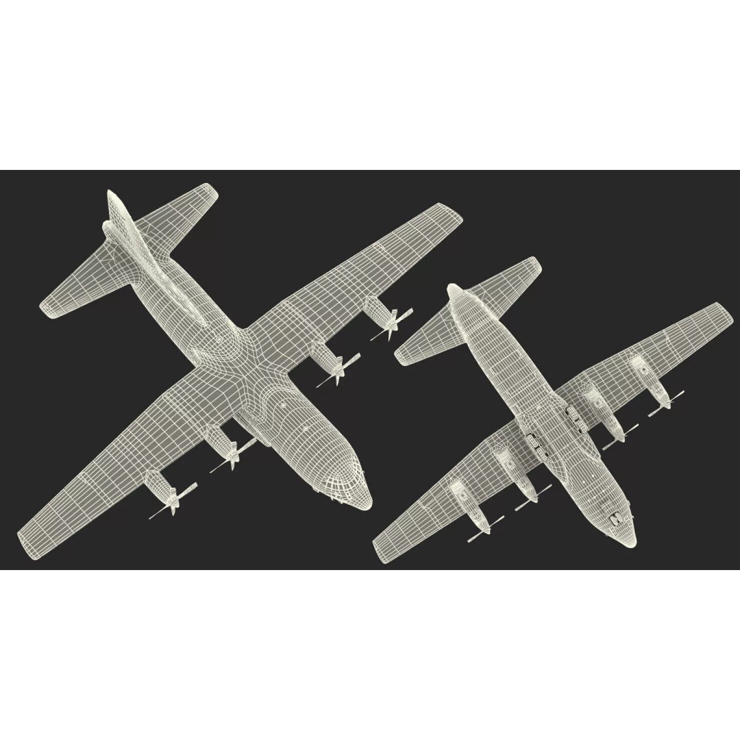 Lockheed C 130 Hercules 3D Model – Rigged Military Transport Aircraft - View 27