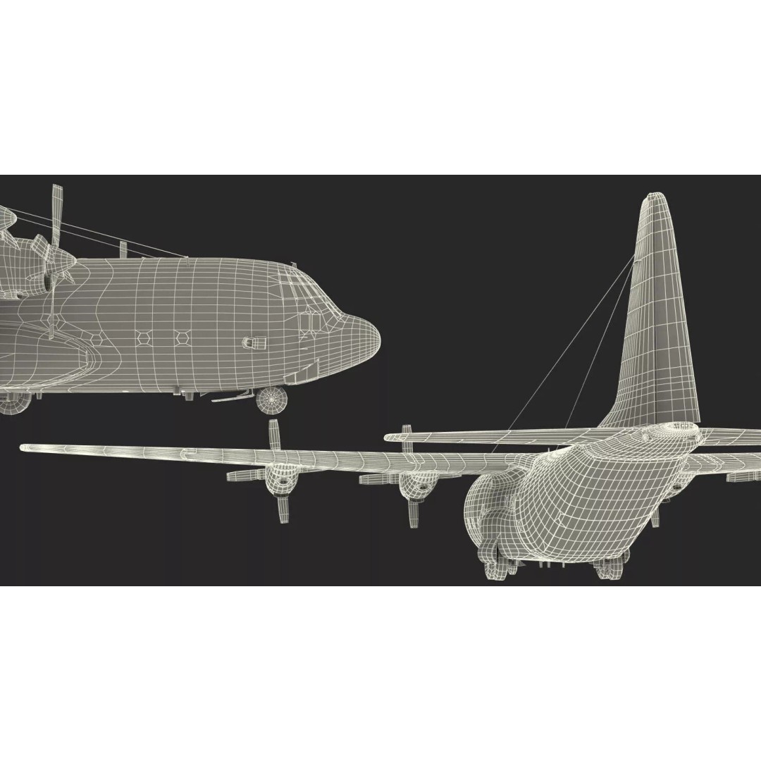 Lockheed C 130 Hercules 3D Model – Rigged Military Transport Aircraft - View 28