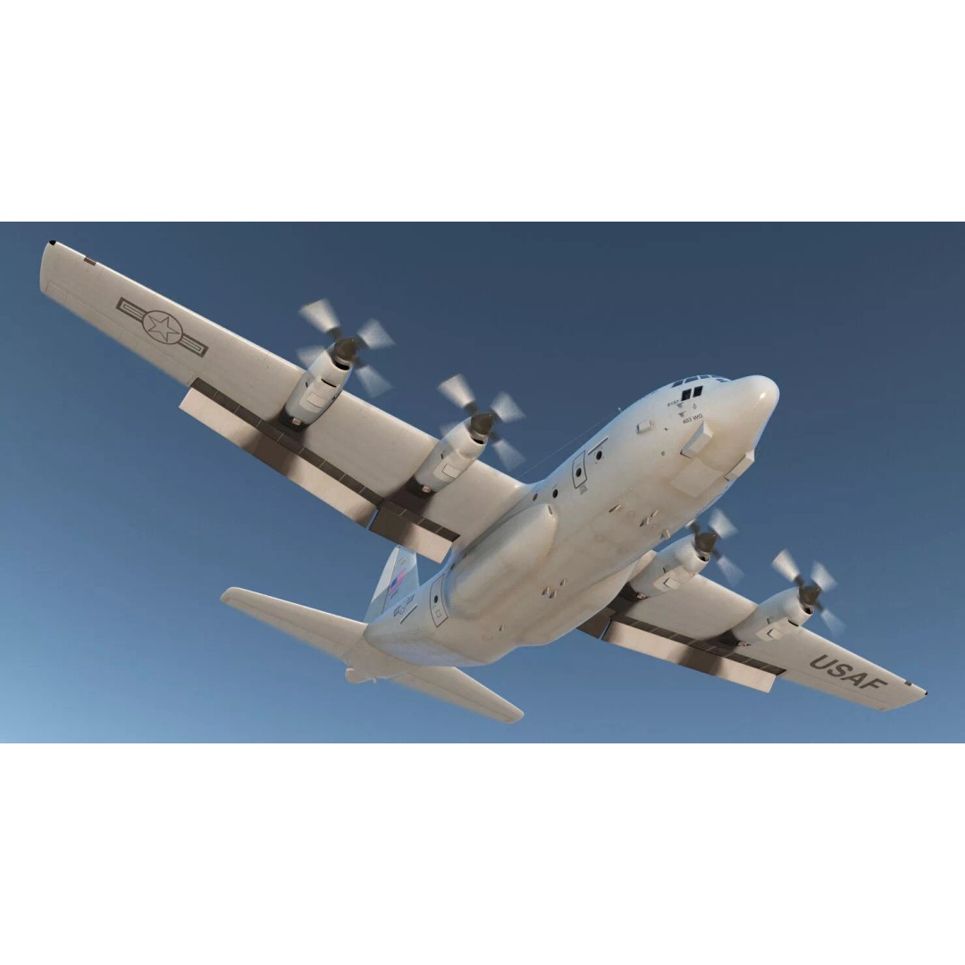 Lockheed C 130 Hercules 3D Model – Rigged Military Transport Aircraft - View 3