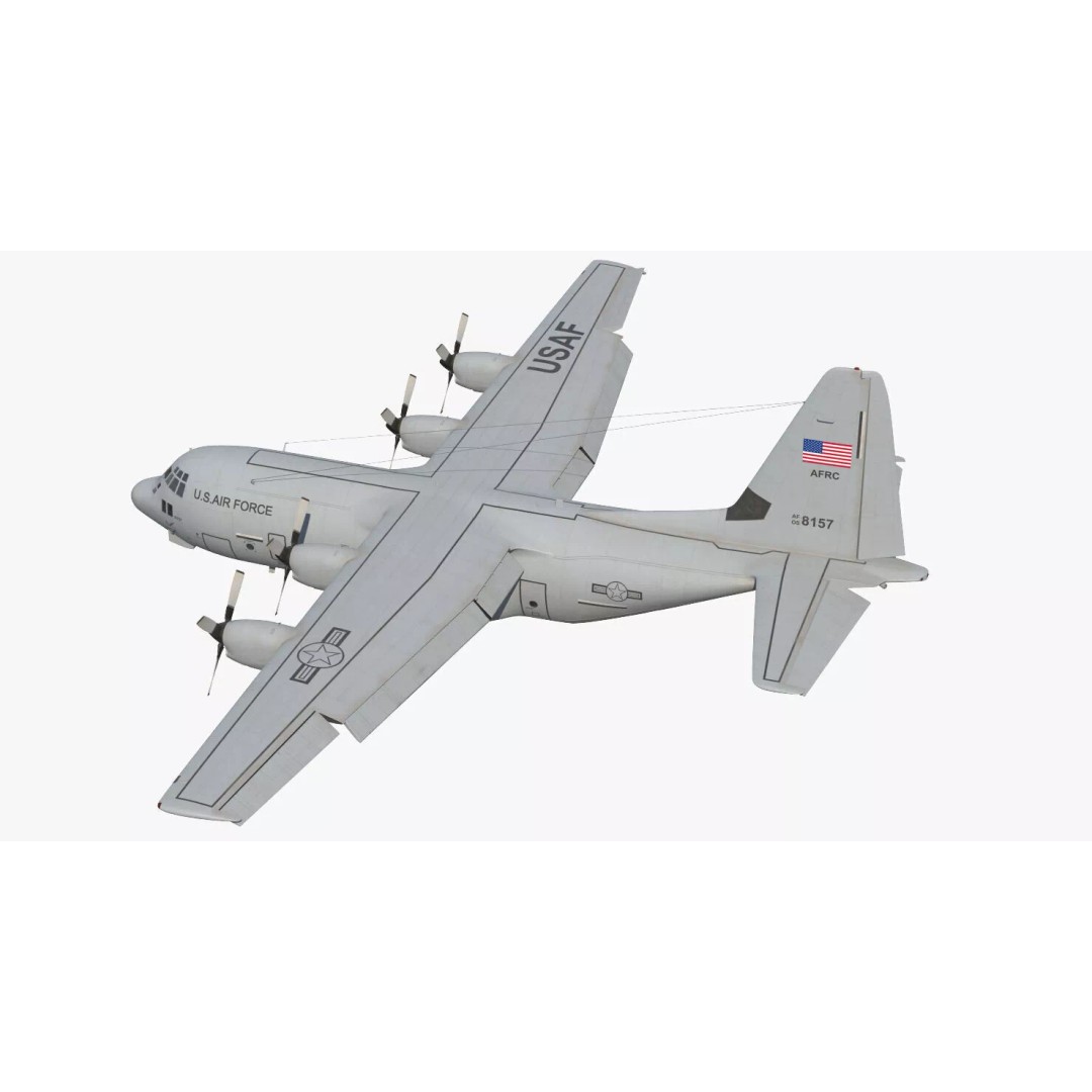 Lockheed C 130 Hercules 3D Model – Rigged Military Transport Aircraft - View 5
