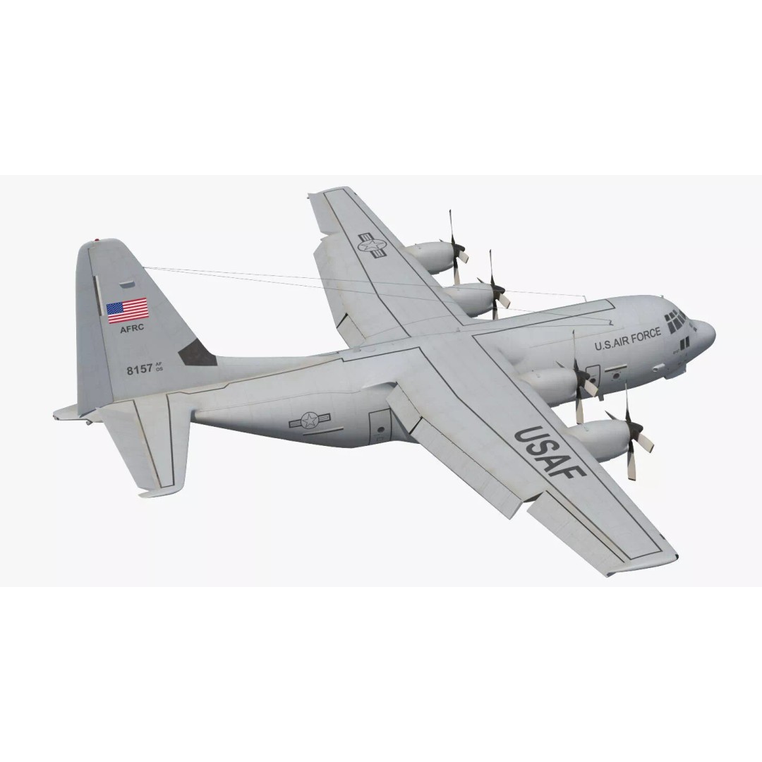Lockheed C 130 Hercules 3D Model – Rigged Military Transport Aircraft - View 6