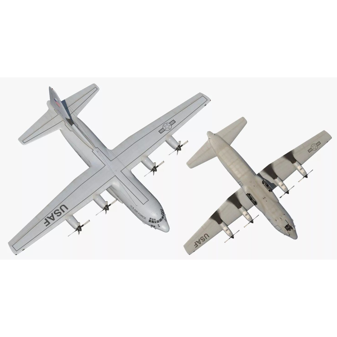 Lockheed C 130 Hercules 3D Model – Rigged Military Transport Aircraft - View 7