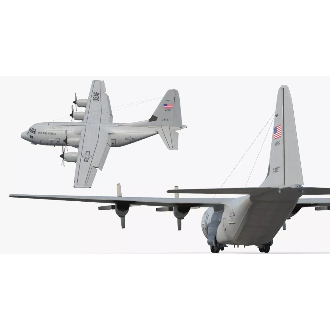 Lockheed C 130 Hercules 3D Model – Rigged Military Transport Aircraft - View 8