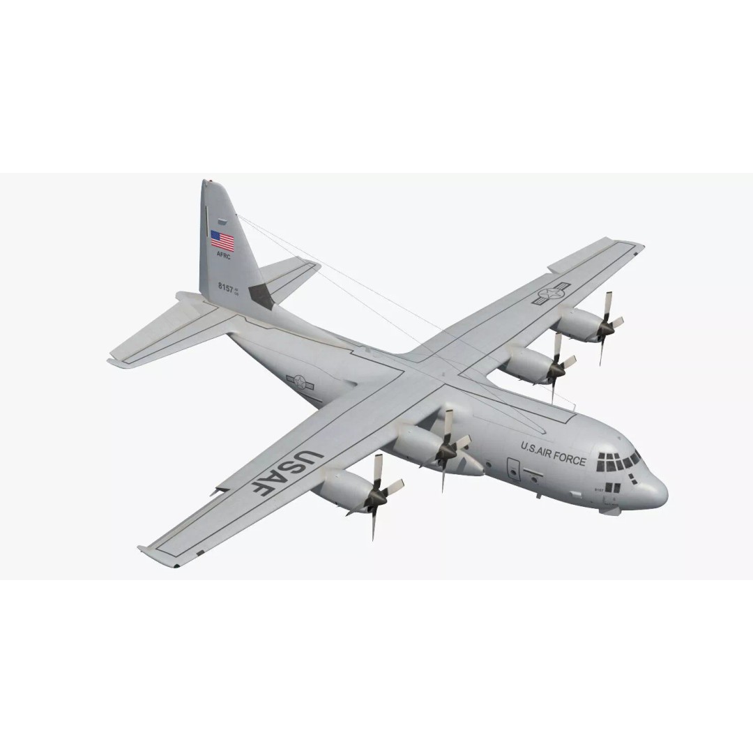Lockheed C 130 Hercules 3D Model – Rigged Military Transport Aircraft - View 9