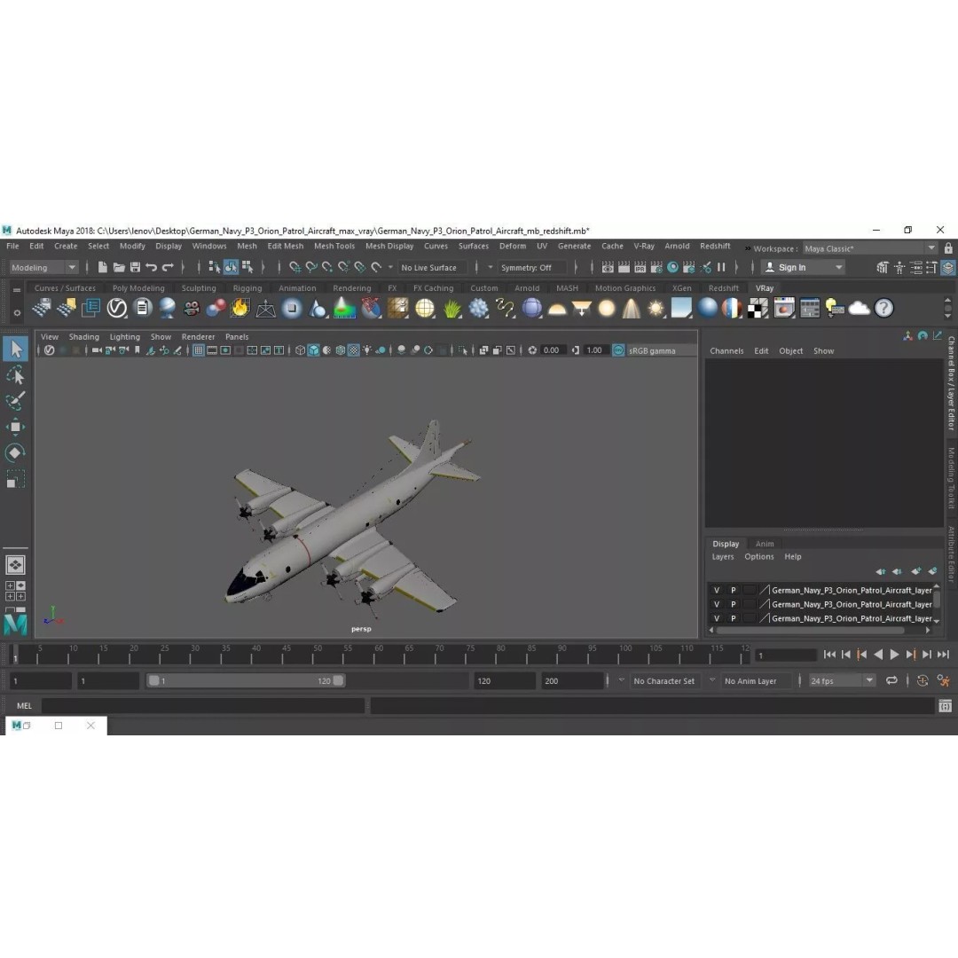 German Navy P3 Orion Patrol Aircraft 3D Model – High-Quality PBR Asset, FBX