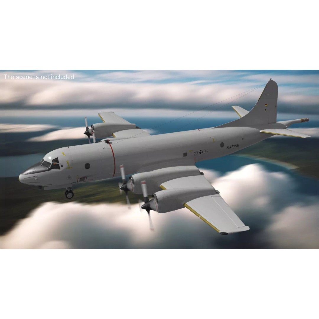 German Navy P3 Orion Patrol Aircraft 3D Model – High-Quality PBR Asset, FBX - View 3