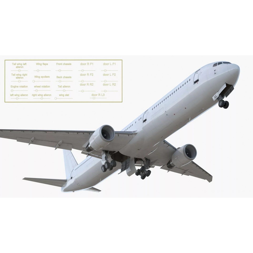 Boeing 767 400 3D Model – Rigged Aircraft Cabin Design, FBX - View 9