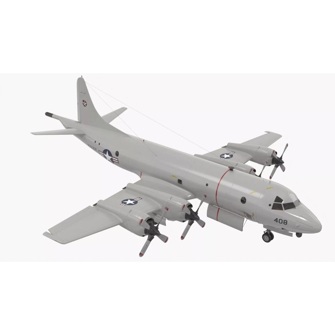 US Navy P3 Orion 3D Model – Rigged Maritime Patrol Aircraft, FBX & OBJ - View 2