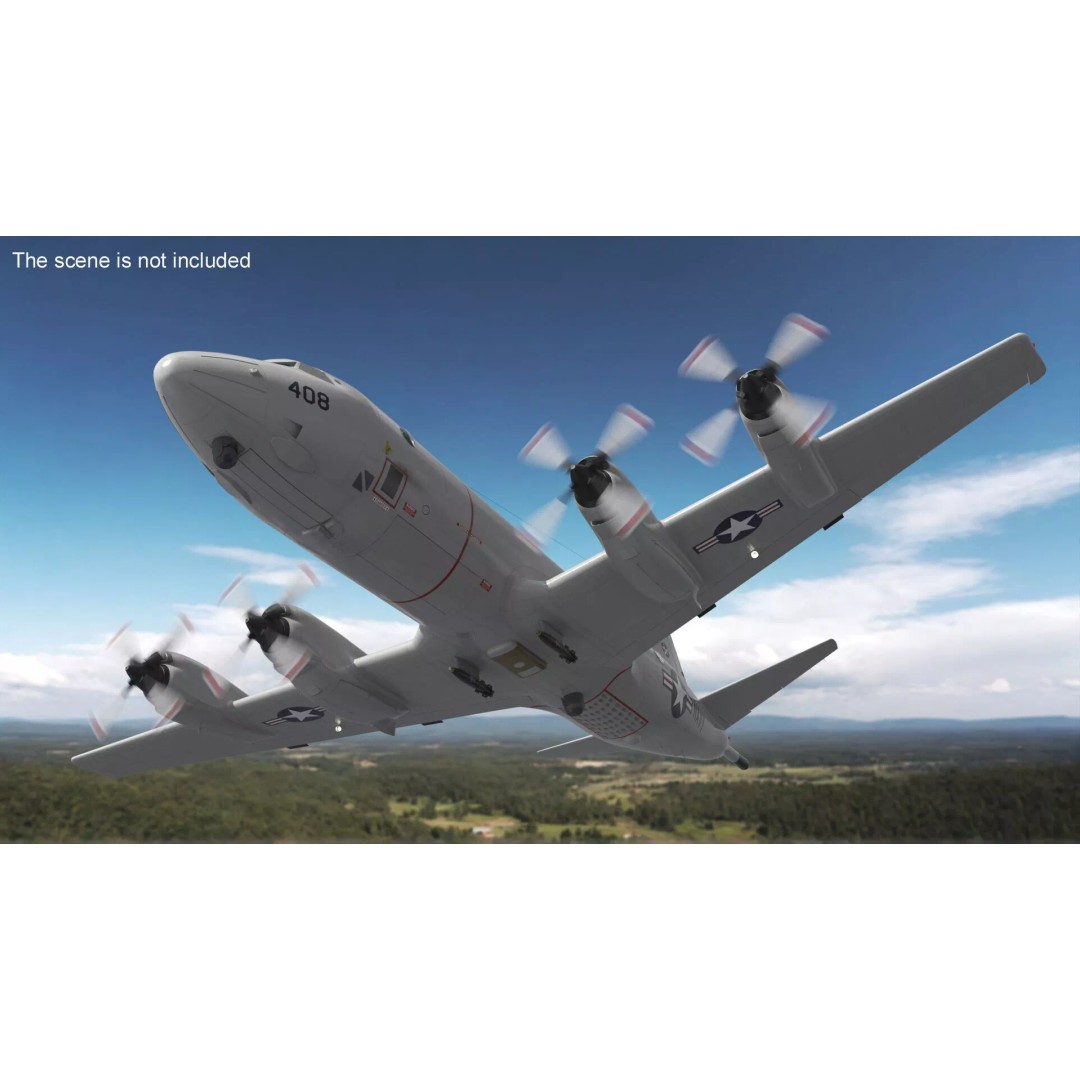 US Navy P3 Orion 3D Model – Rigged Maritime Patrol Aircraft, FBX & OBJ - View 5