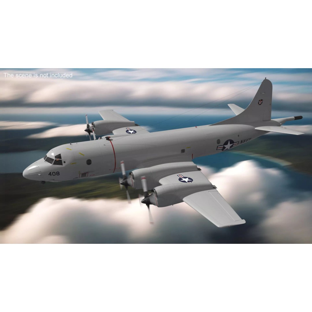 US Navy P3 Orion 3D Model – Rigged Maritime Patrol Aircraft, FBX & OBJ - View 6