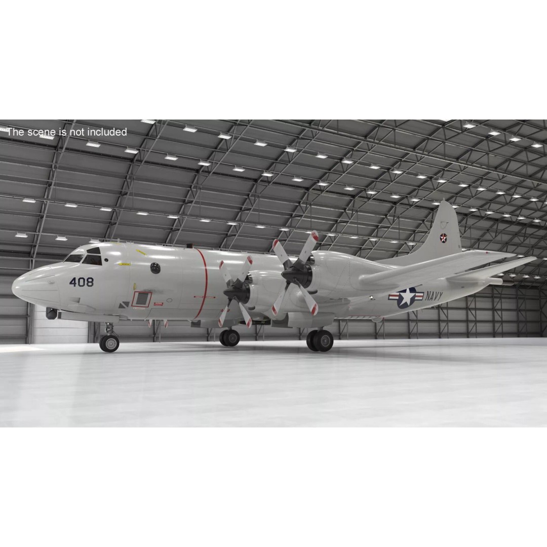 US Navy P3 Orion 3D Model – Rigged Maritime Patrol Aircraft, FBX & OBJ - View 8