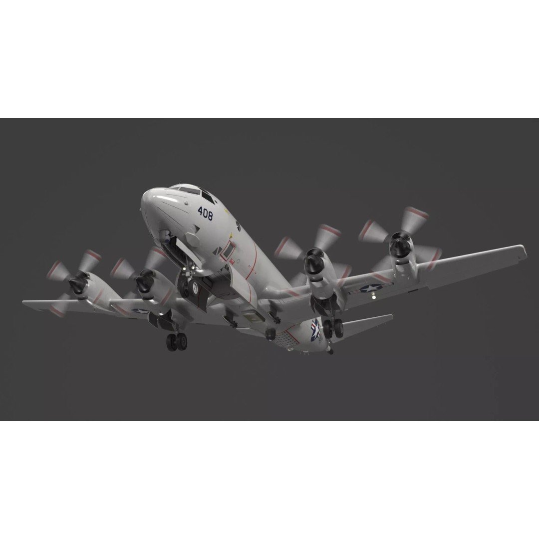 US Navy P3 Orion 3D Model – Rigged Maritime Patrol Aircraft, FBX & OBJ - View 9