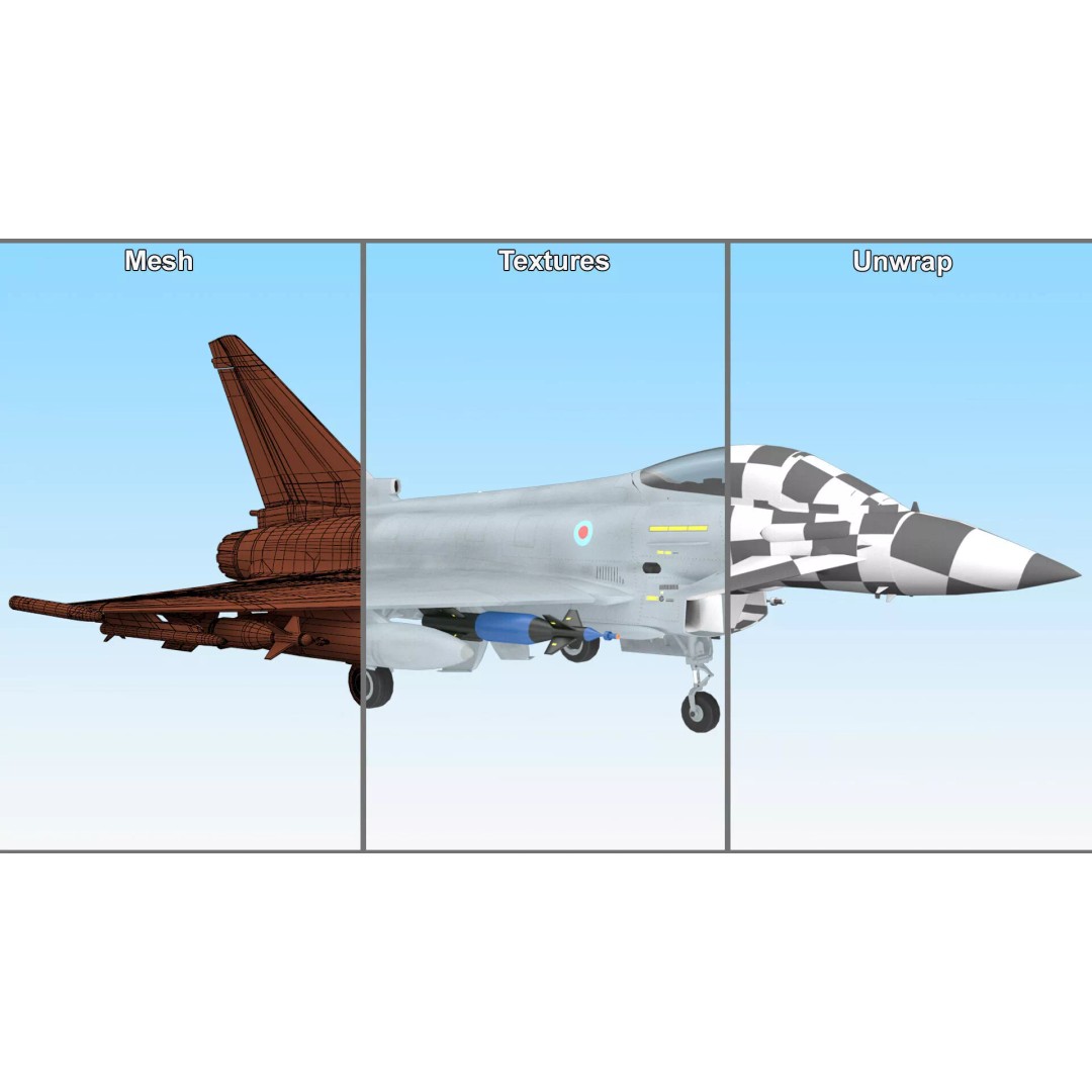 Eurofighter Typhoon Jet 3D Model – High Poly Military Aircraft, FBX - View 20