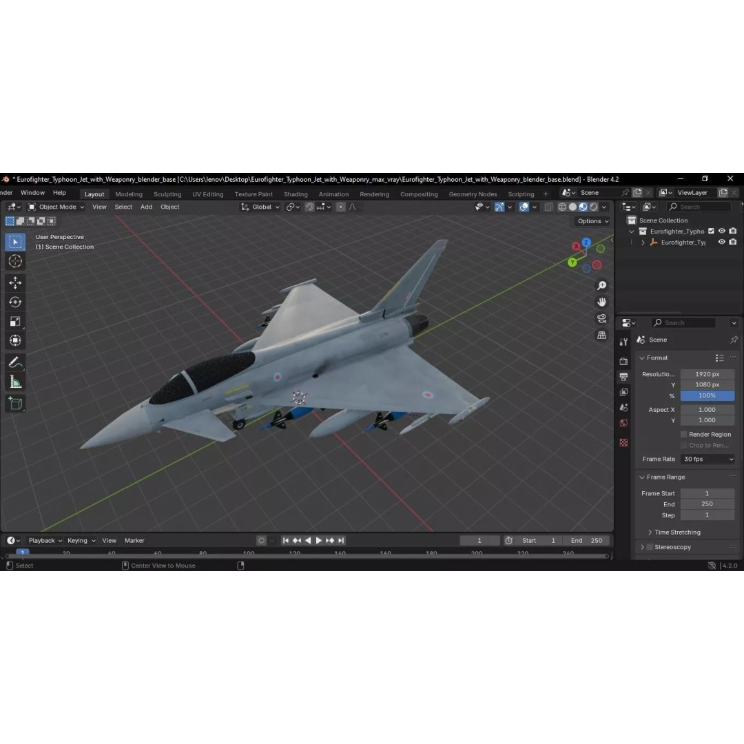 Eurofighter Typhoon Jet 3D Model – High Poly Military Aircraft, FBX - View 34