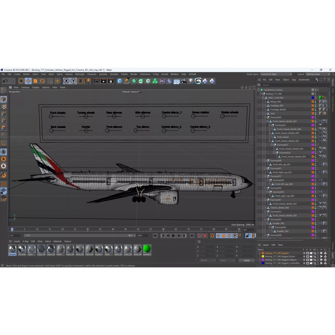 Boeing 777 3D Model – Rigged Aircraft for Animation, Cinema 4D - View 30