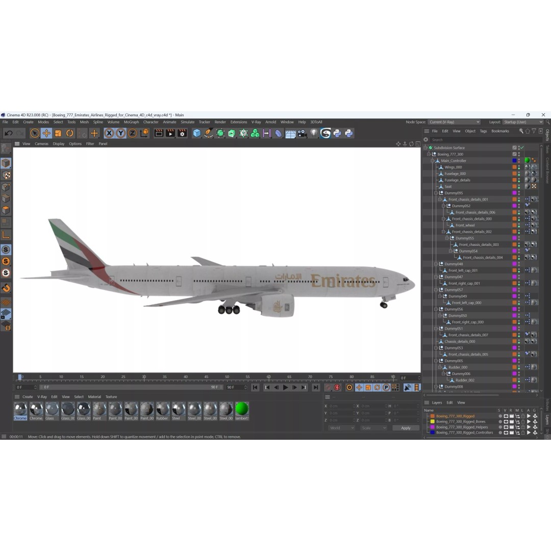Boeing 777 3D Model – Rigged Aircraft for Animation, Cinema 4D - View 31