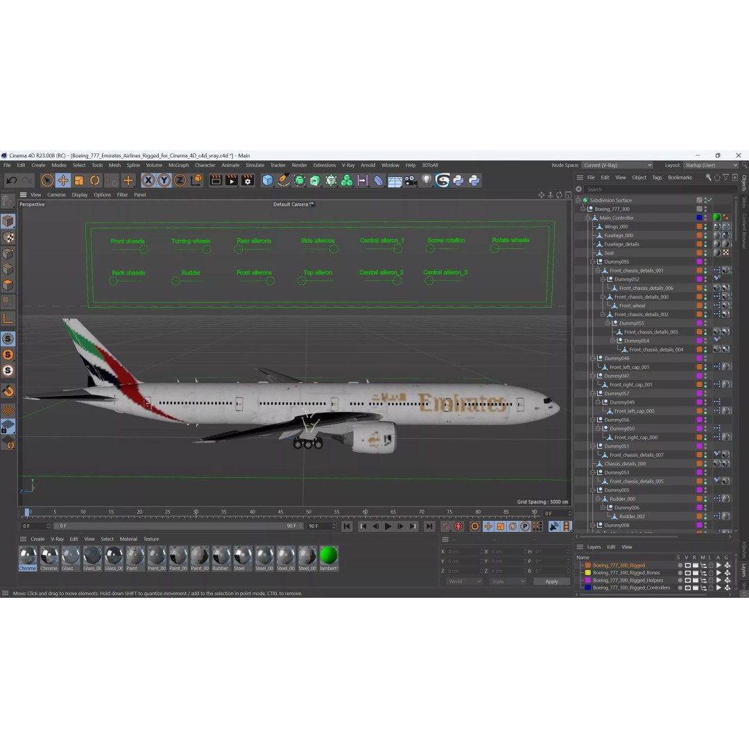 Boeing 777 3D Model – Rigged Aircraft for Animation, Cinema 4D - View 32