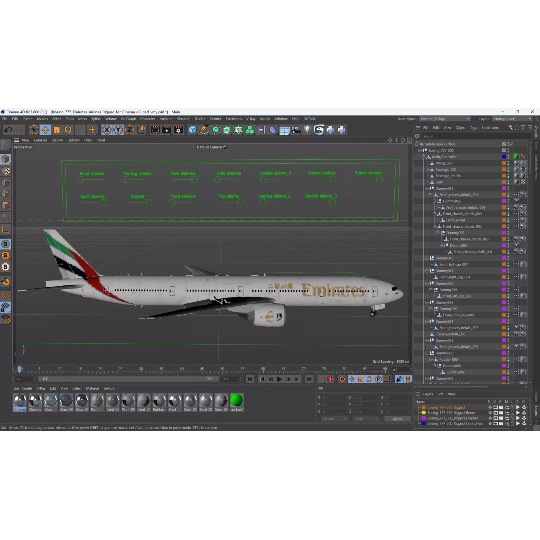 Boeing 777 3D Model – Rigged Aircraft for Animation, Cinema 4D - View 33