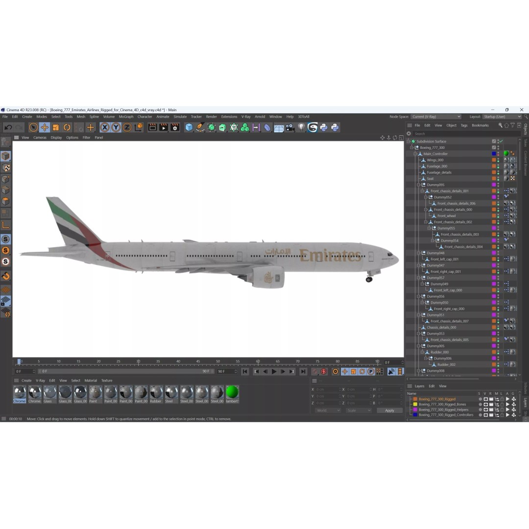 Boeing 777 3D Model – Rigged Aircraft for Animation, Cinema 4D - View 34