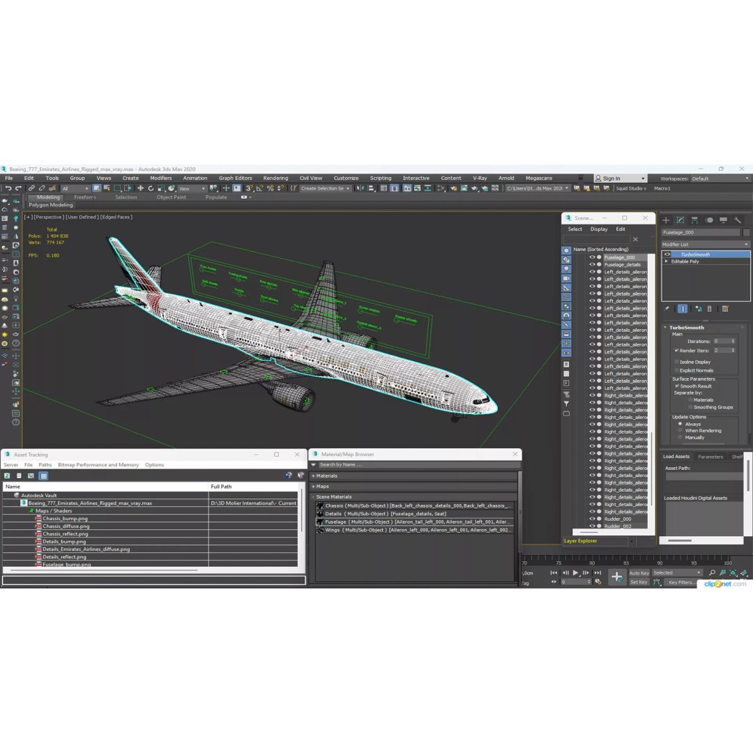 Boeing 777 3D Model – Rigged Aircraft for Animation, Cinema 4D - View 38