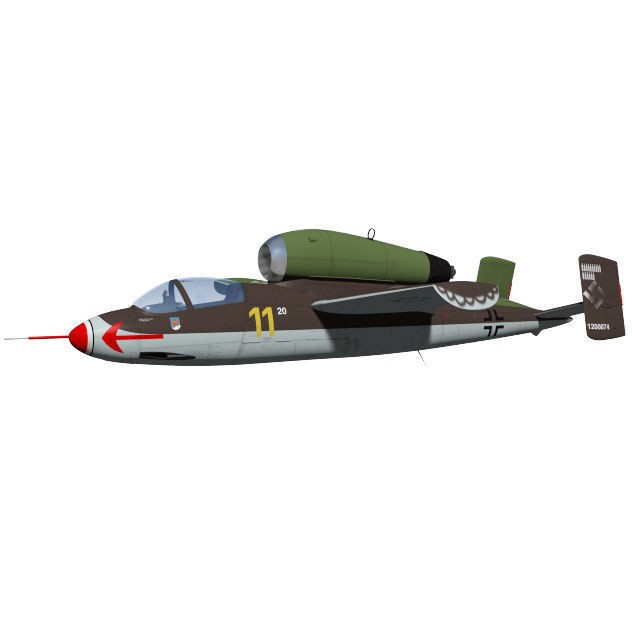 Heinkel He 162 A2 Salamander 3D Model – High Poly Military Aircraft, FBX - View 12