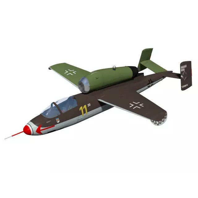 Heinkel He 162 A2 Salamander 3D Model – High Poly Military Aircraft, FBX - View 2